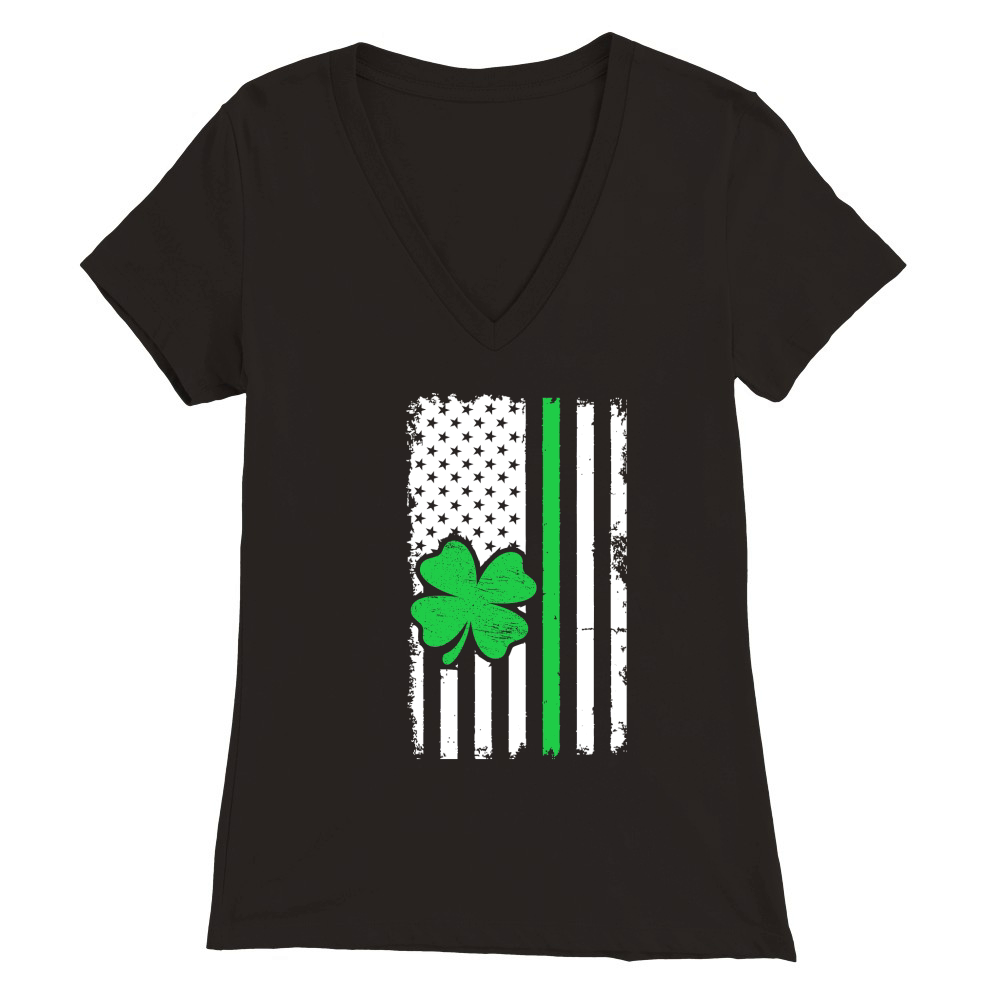 Vintage American Flag St. Patricks Day Premium Womens V-Neck T-shirt