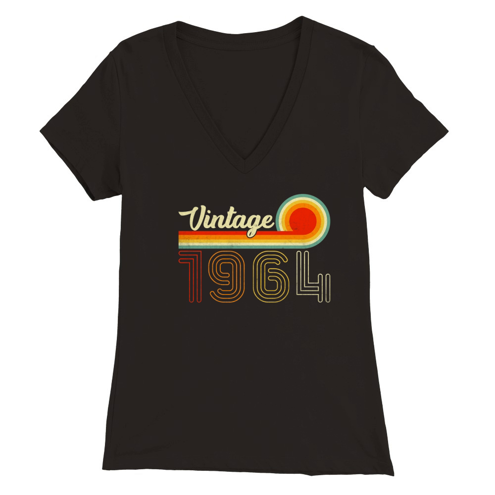 Vintage Born In 1964 Retro Premium Womens V-Neck T-shirt