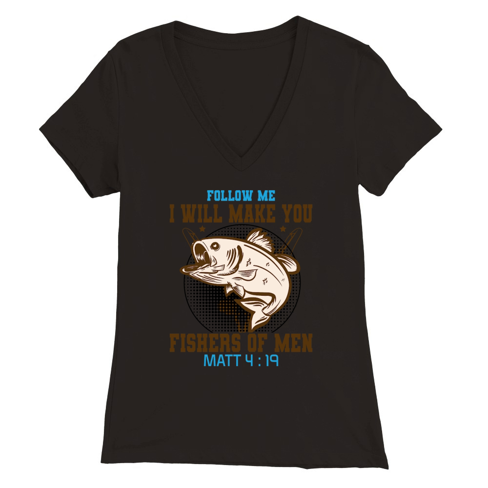 Vintage Fishers of Men,Christian Premium Womens V-Neck T-shirt
