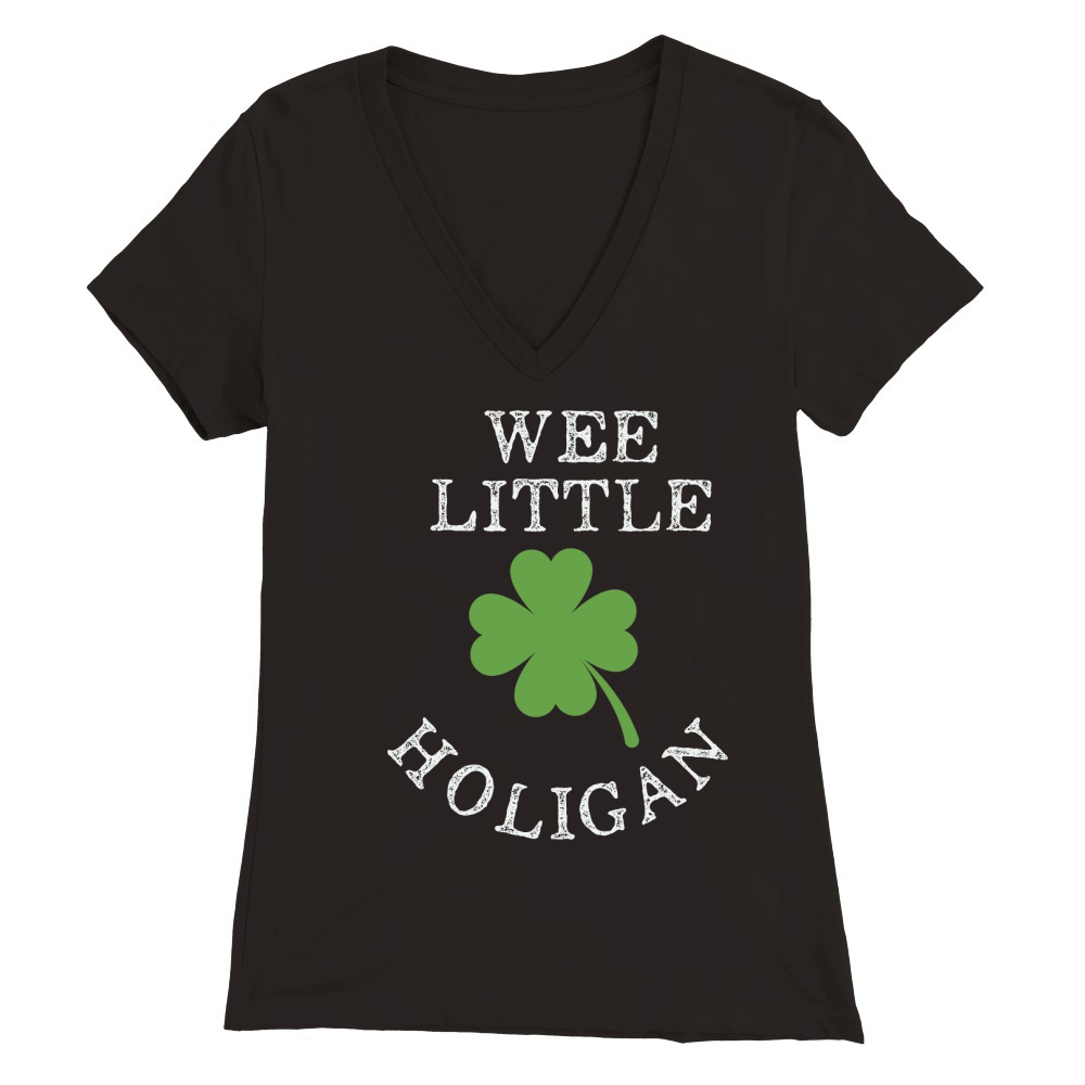 Wee Little Hooligan Clovers Kids Teen St Patricks Day Premium Womens V-Neck T-shirt