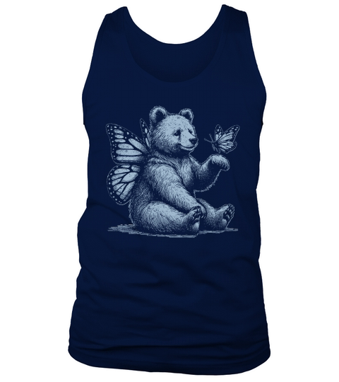 Bear With Butterfly Wings Vintage D Grey GR Tank Top Unisex