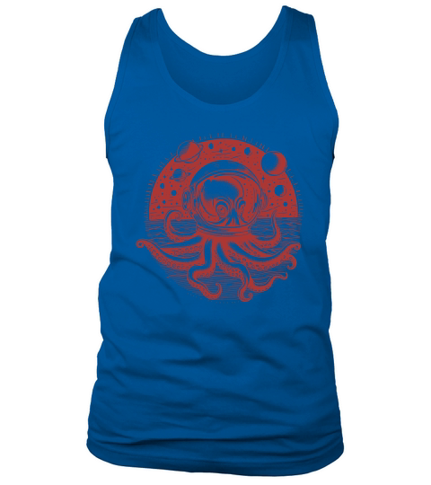 Octopus with Astronaut Helmet Red Tank Top Unisex