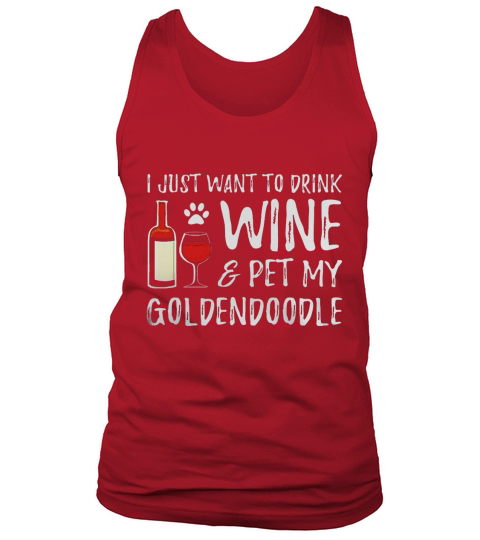 Wine and Goldendoodle T-Shirt for Goldendoodle Dog Mom 1 Tank Top Unisex