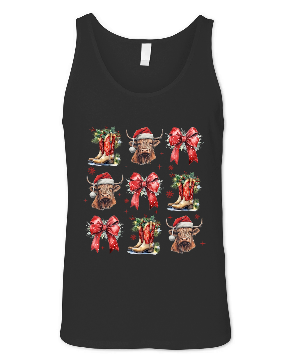 Christmas Coquette Highland Cow 7 Unisex Jersey Tank