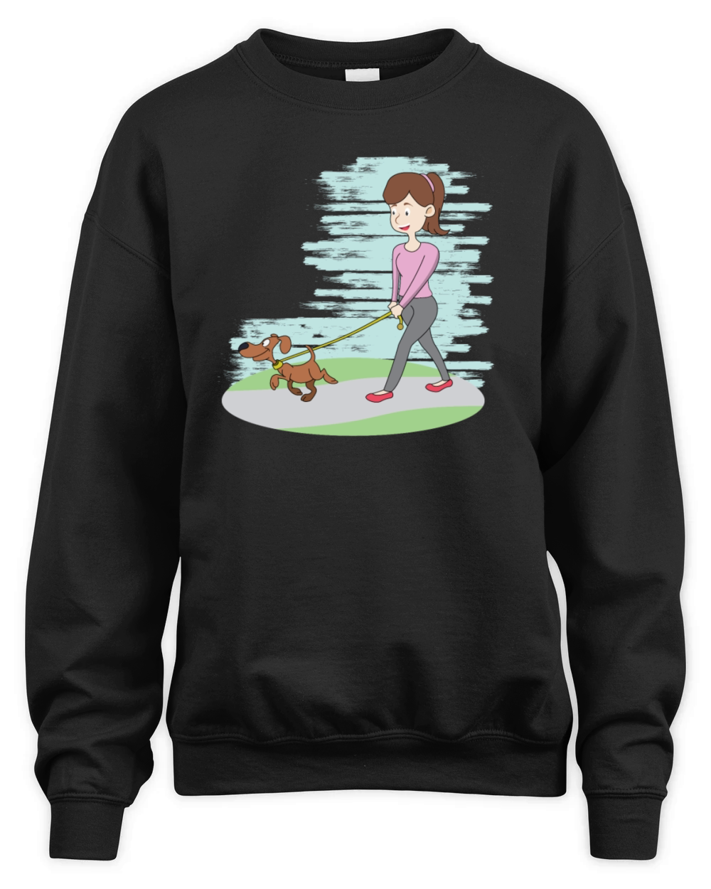 Lady Dog Walker Unisex Premium Crewneck Sweatshirt