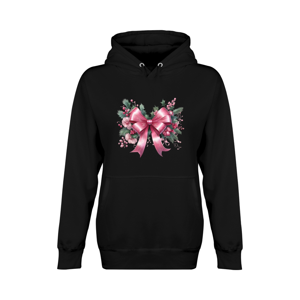 Christmas Pink Coquette Fancy Bow Clipart (2) Unisex Premium Pullover Hoodie