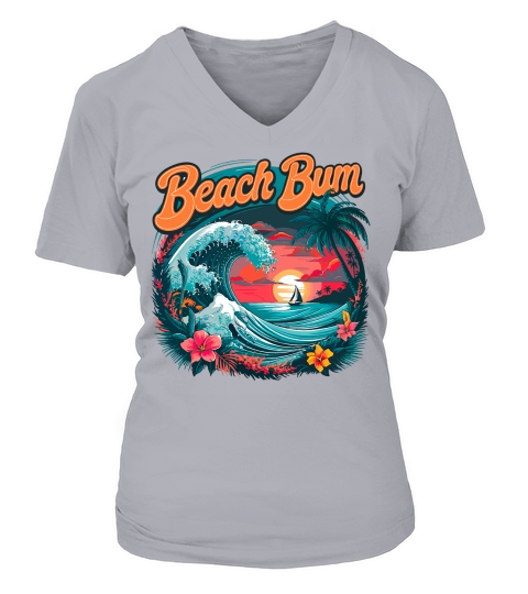 Beach Bum Summer V-neck T-Shirt Woman
