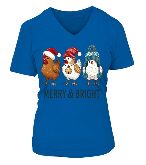Cute Chickens Christmas Farm V-neck T-Shirt Woman