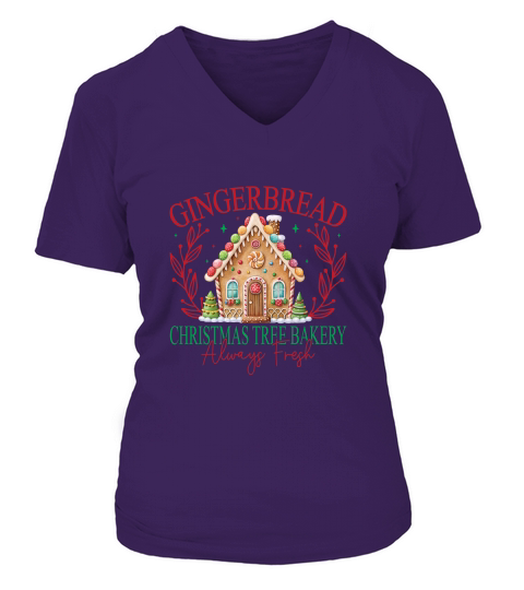 Gingerbread Christmas tree bakery V-neck T-Shirt Woman