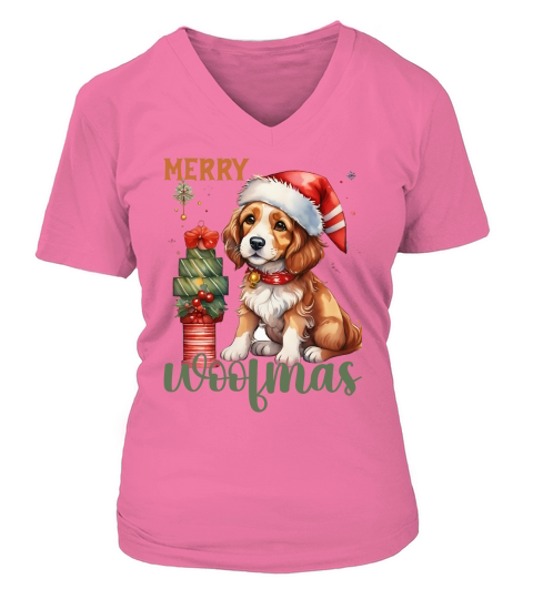 Merry woofmas Dog 1 V-neck T-Shirt Woman