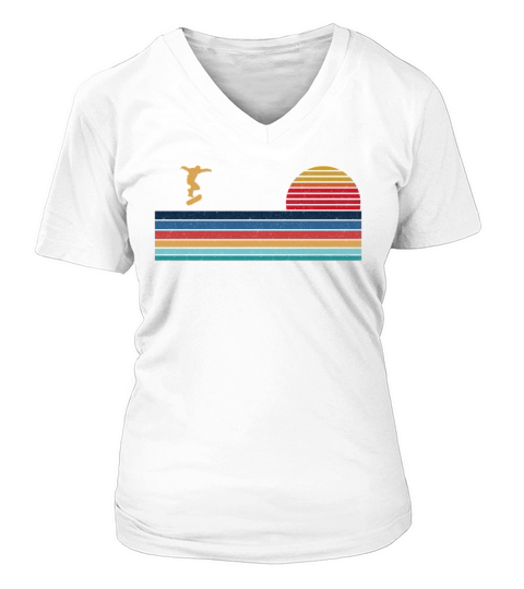 Skateboard Vintage 80S 90S Retro V-neck T-Shirt Woman