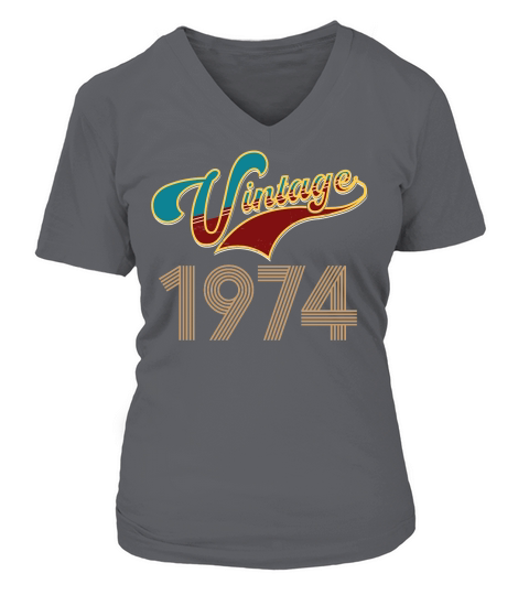 Vintage 1974 Birthday V-neck T-Shirt Woman
