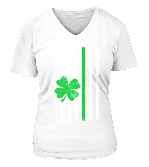 Vintage American Flag St. Patricks Day V-neck T-Shirt Woman