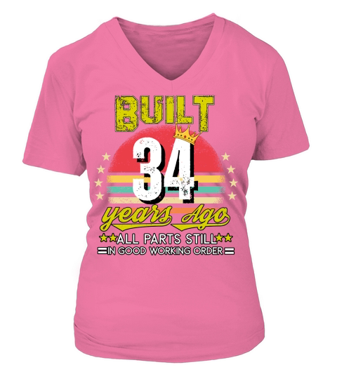 Vintage Birthday 34 V-neck T-Shirt Woman