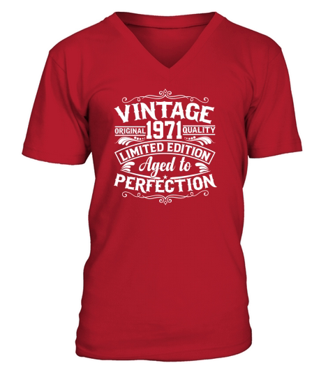 50th Birthday Svg Vintage 1971 Svg Aged to perfection T shirt design V-Neck T-shirt