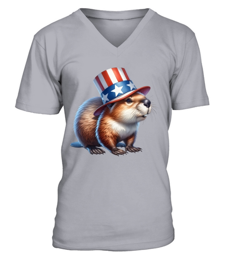 beaver e V-Neck T-shirt