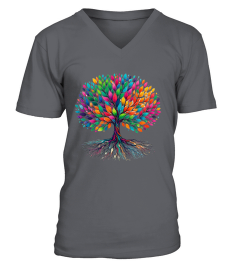 Colorful Tree Yoga V-Neck T-shirt