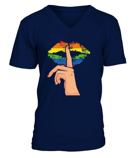 LGBT Rainbow Flag Lips Gay Rights Activist Pride V-Neck T-shirt
