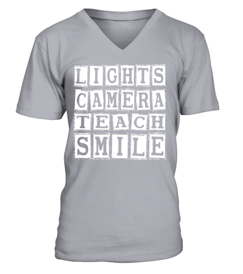 Lights Camera Teach Smile V-Neck T-shirt