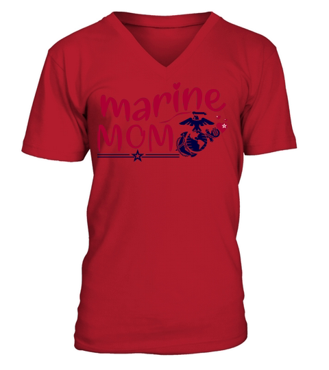Marine Mom 02 V-Neck T-shirt