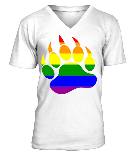 Rainbow Flag Bear Paw V-Neck T-shirt