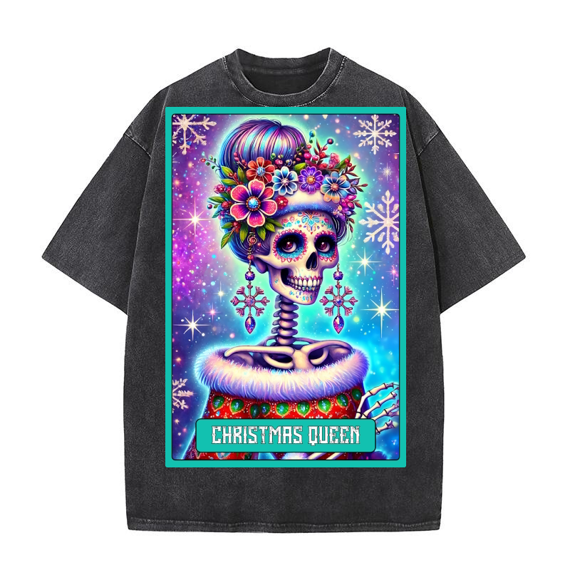 4.Christmas Skeleton Taro Cards Bundle Washed T-Shirt