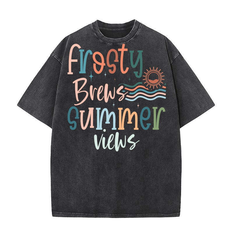 Frosty brews summer views Washed T-Shirt
