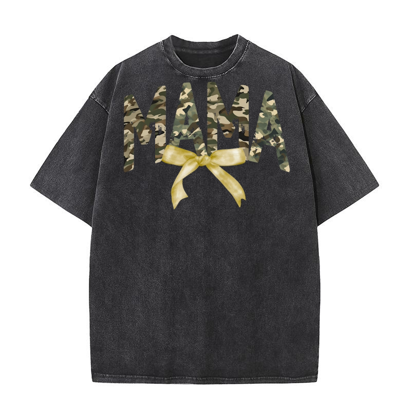 Mama Camo Coquette Bow Washed T-Shirt