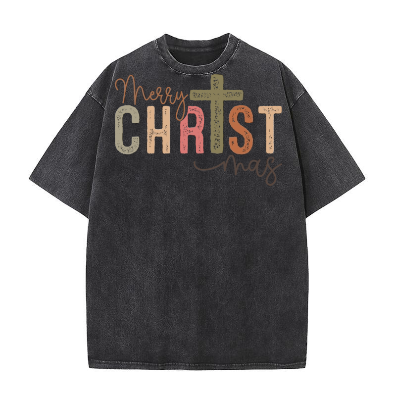 Merry Christmas  Christian Christma Washed T-Shirt