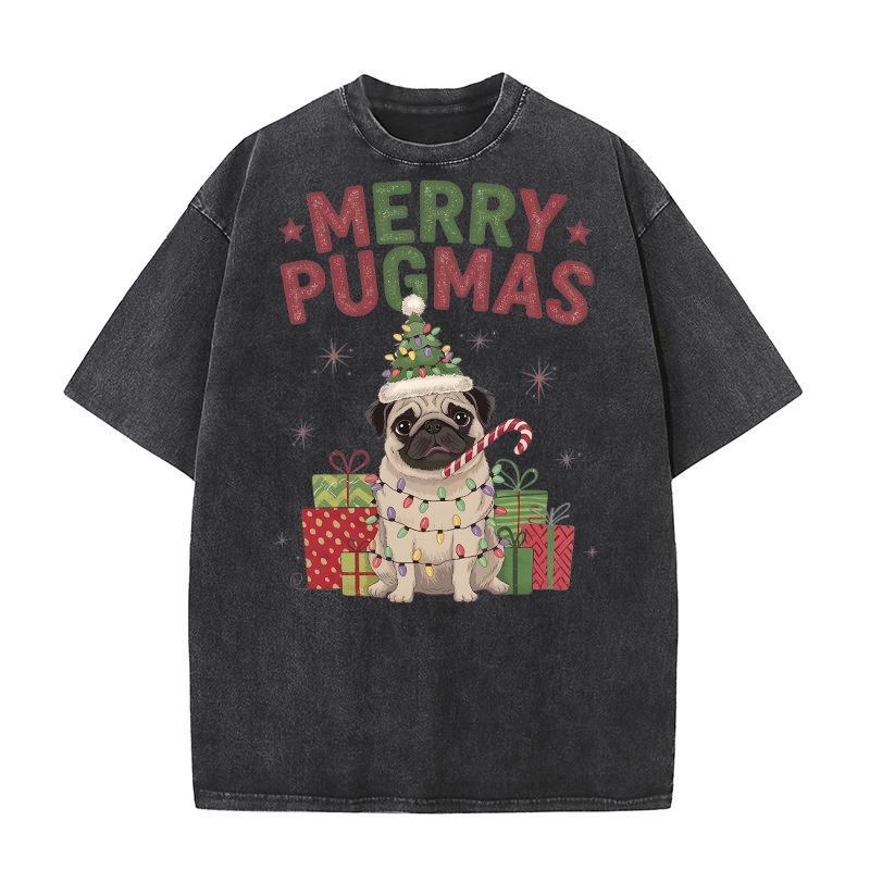 Merry pugmas 3 Washed T-Shirt