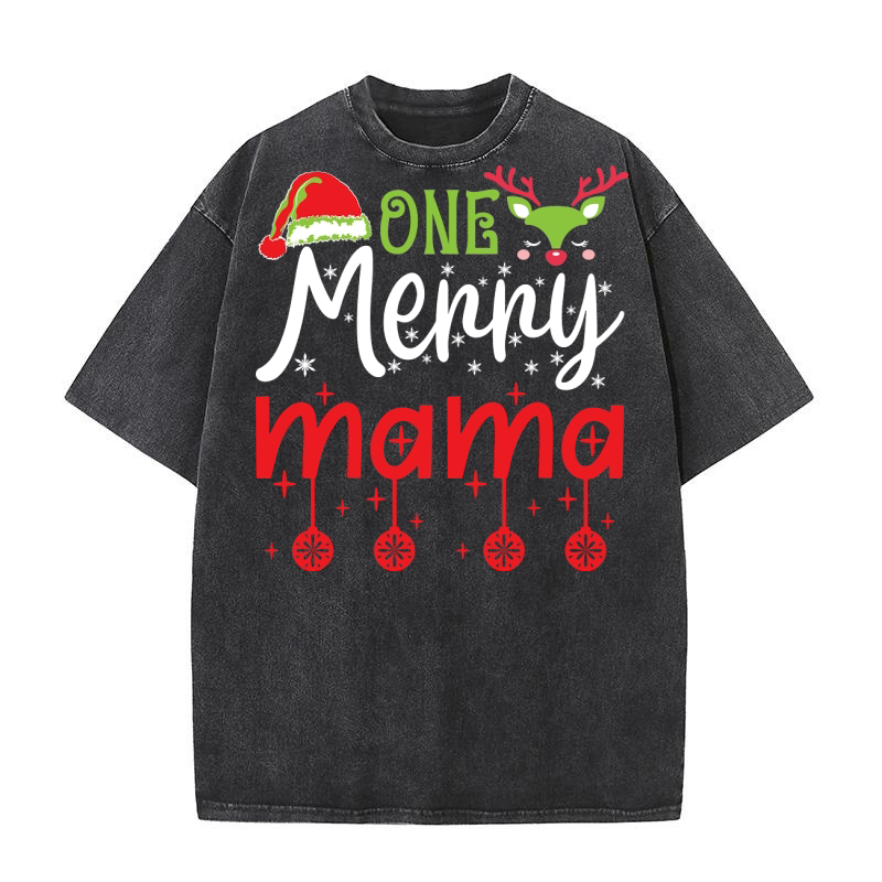 One Merry Mama 5 Washed T-Shirt