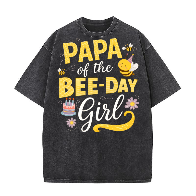 Papa of the bee Day girl Washed T-Shirt