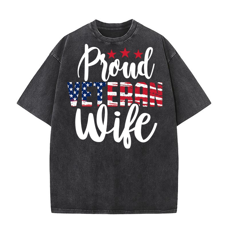 Proud Veteran Wife Washed T-Shirt