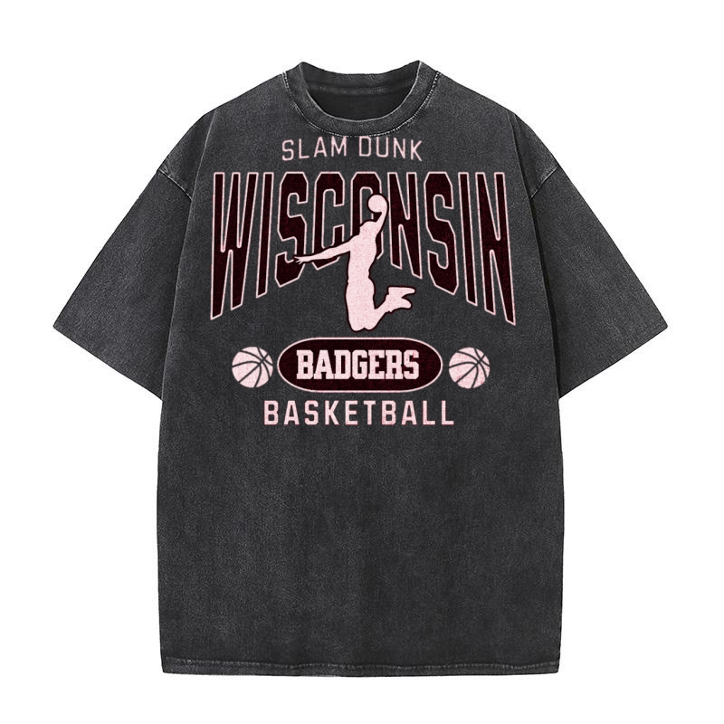 Wisconsin Slam Dunk Basketball Washed T-Shirt