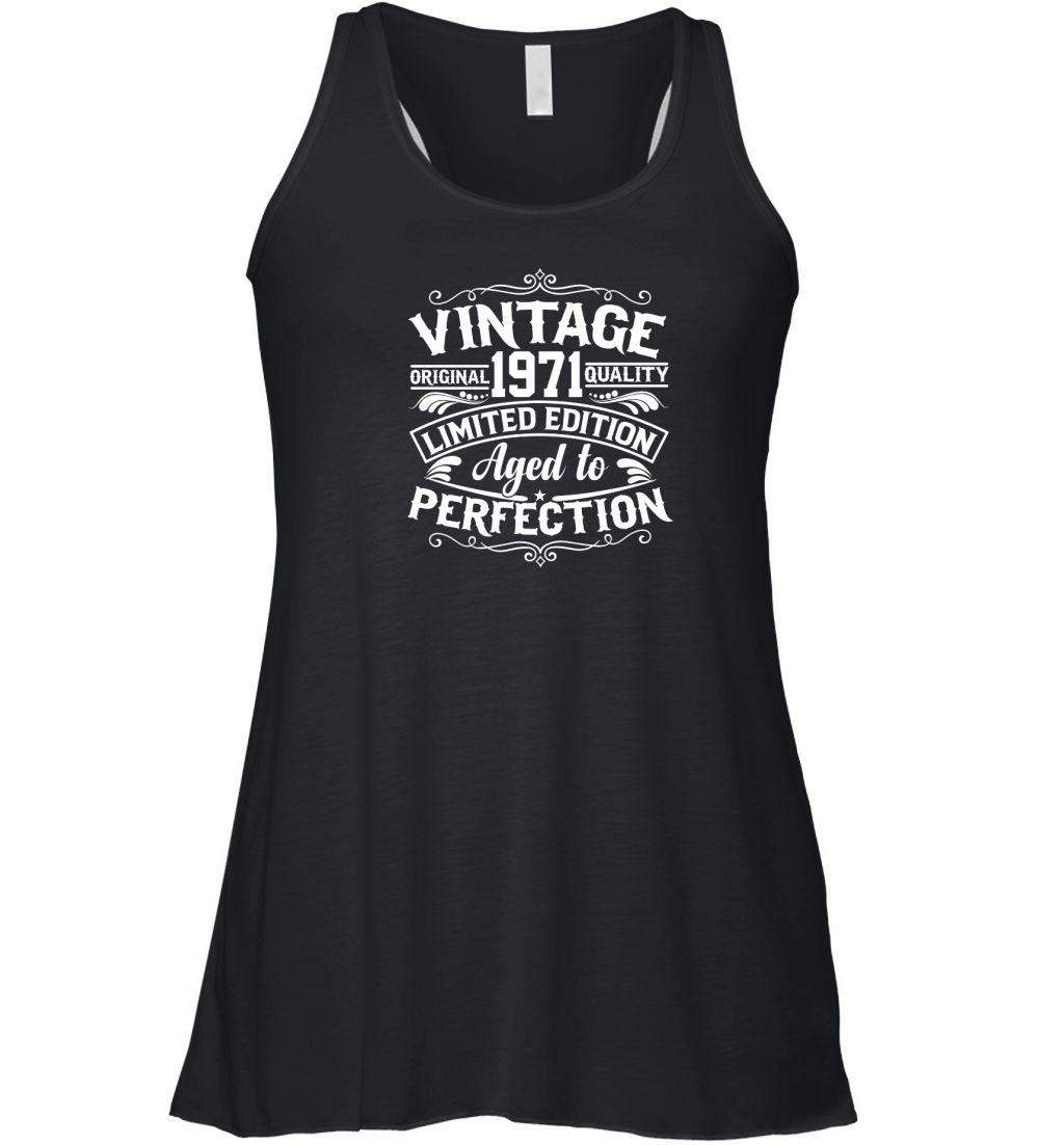 50th Birthday Svg Vintage 1971 Svg Aged to perfection T shirt design Women's Flowy Tank Top