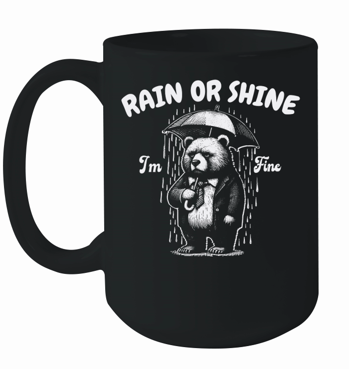 Rain or Shine Bear with Umbrella D White Ceramic Mug