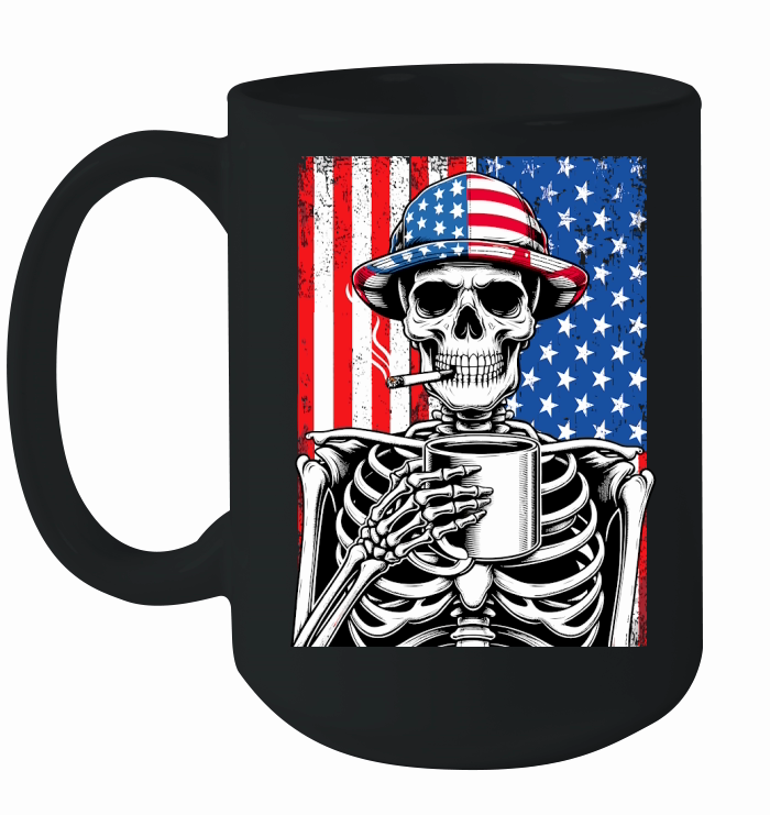 USA Flag Vintage Skeleton 4th of july 31 Ceramic Mug