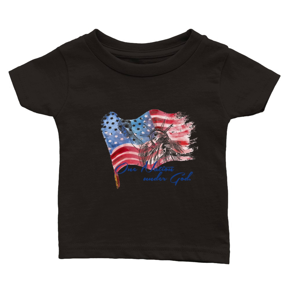 4thJULY One Nation Under God Classic Baby Crewneck T-shirt