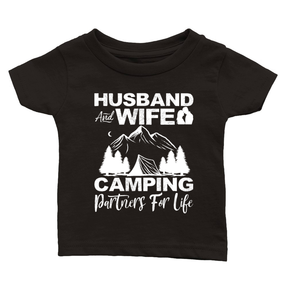 Husband And Wife Camping Partners For Life Funny Classic Baby Crewneck T-shirt