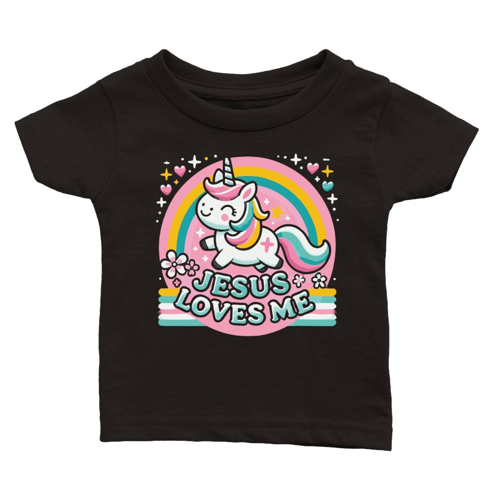 Jesus Loves Me Unicorn Christian Classic Baby Crewneck T-shirt