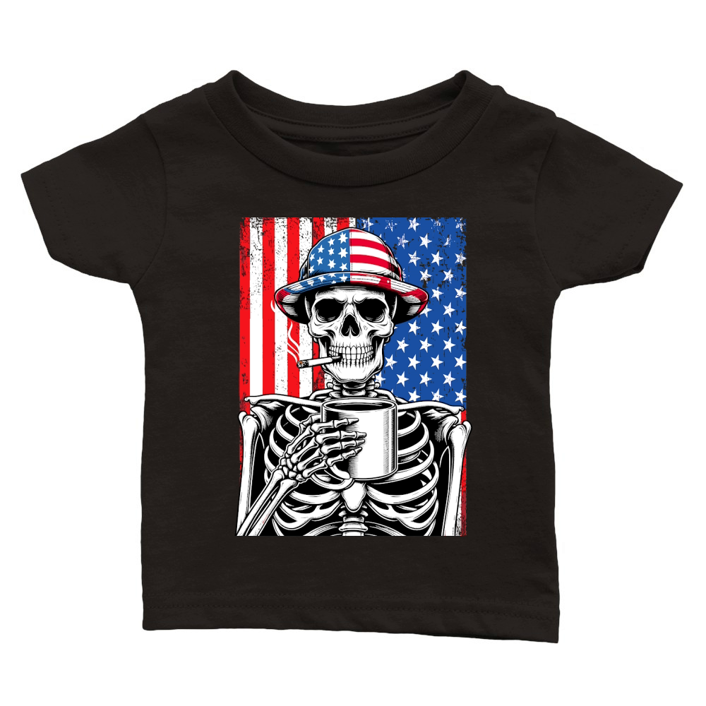 USA Flag Vintage Skeleton 4th of july 31 Classic Baby Crewneck T-shirt