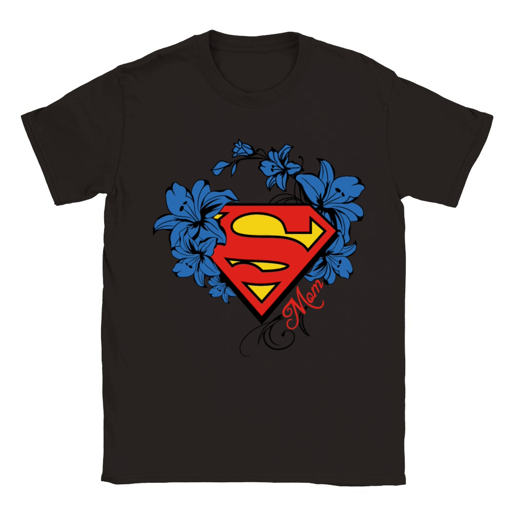 Superman Super Mom Flowers Red Classic Kids Crewneck T-shirt
