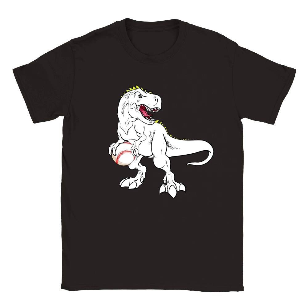 T rex Dinosaur Baseball Cute Sports Classic Kids Crewneck T-shirt