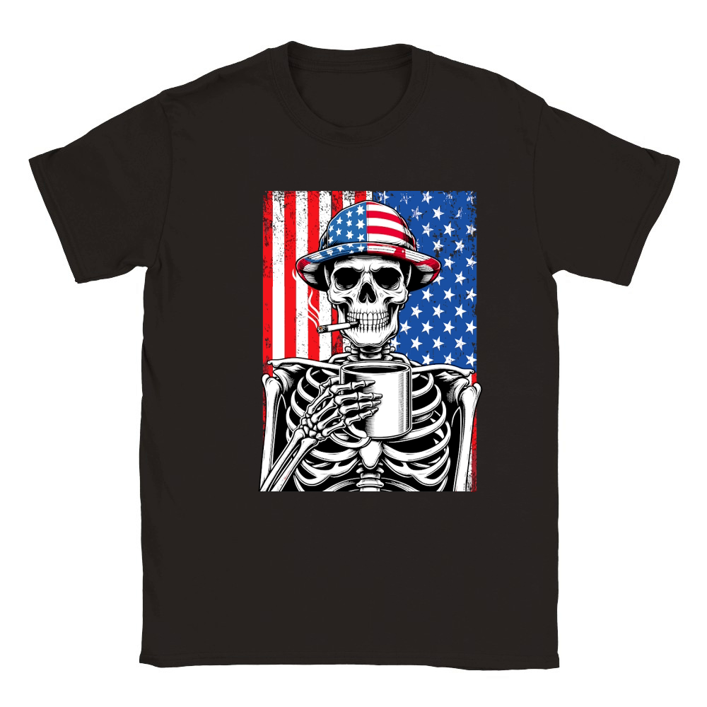 USA Flag Vintage Skeleton 4th of july 31 Classic Kids Crewneck T-shirt