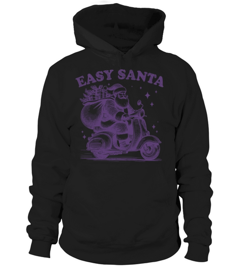 Easy Santa Riding Scooter L Violet Hoodie Unisex