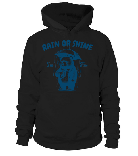 Rain or Shine Bear with Umbrella L Blue Hoodie Unisex
