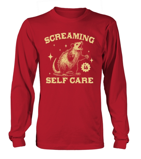 Screaming Is Self Care Possum D Yellow Long sleeved Unisex