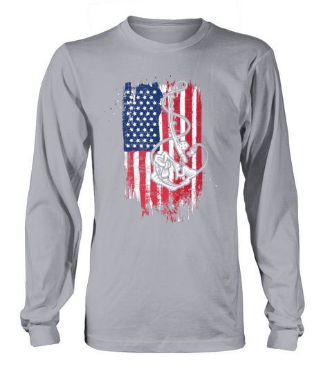 Vintage USA American Flag Bass Fishing Fisher Gift Long sleeved Unisex