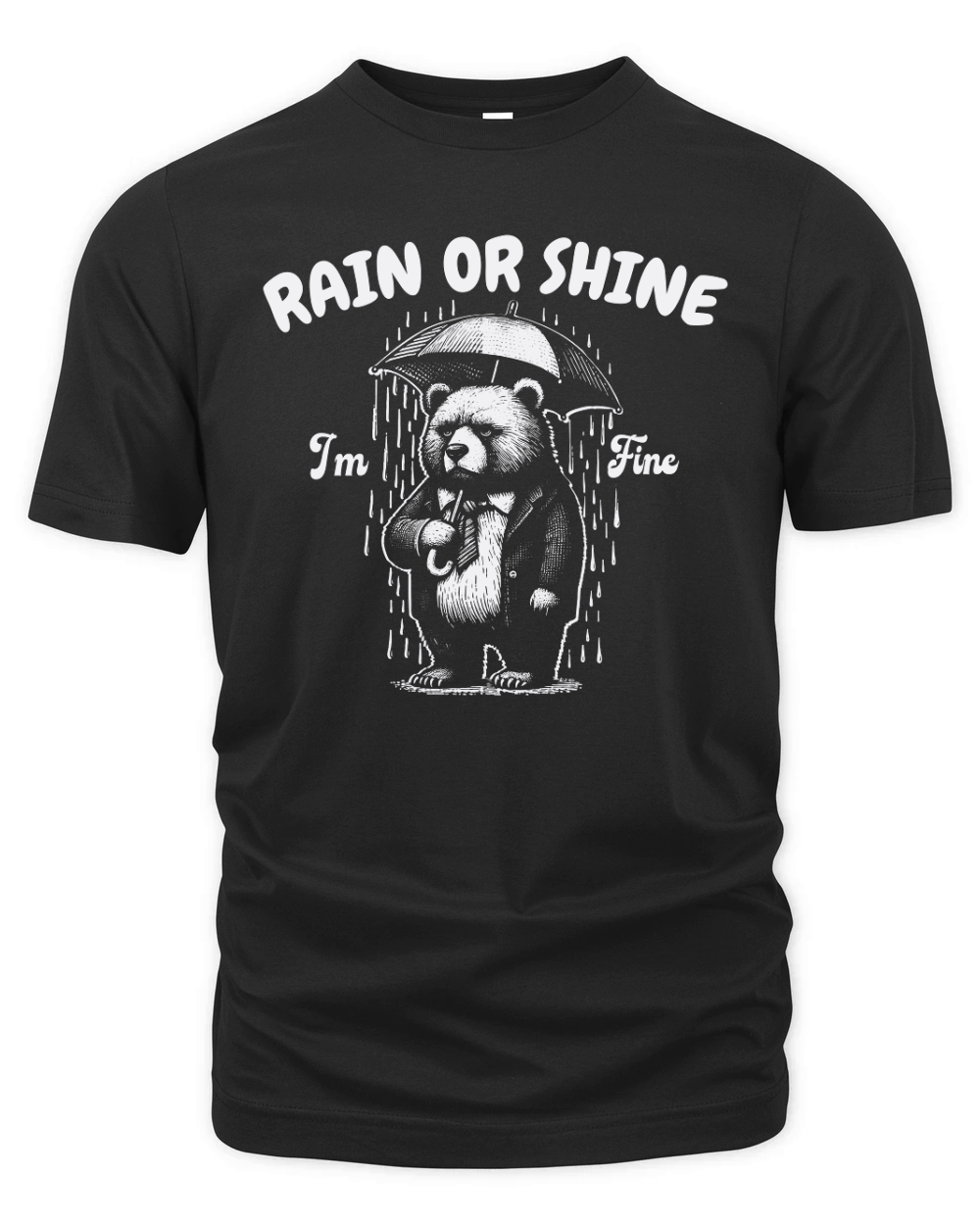 Rain or Shine Bear with Umbrella D White Organic Unisex T-shirt