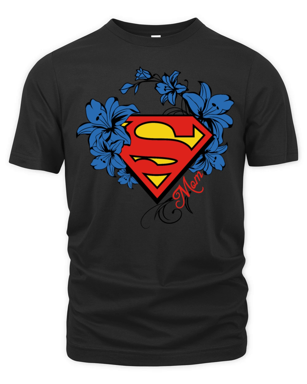 Superman Super Mom Flowers Red Organic Unisex T-shirt